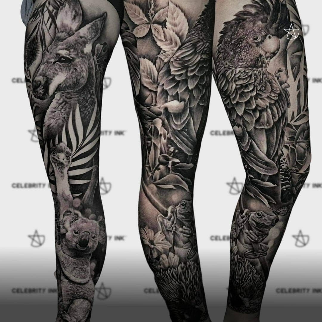 Australian Animal Tattoo Leg Sleeve - Bali